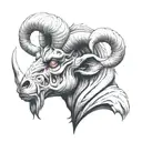demon with horns like a ram tattoo design idea