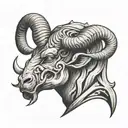 demon with horns like a ram tattoo design idea