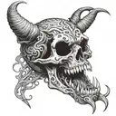 demon skull with open mouth tattoo design idea