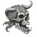 demon skull with open mouth tattoo design idea