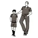 father and son with a soccer ball tattoo design idea