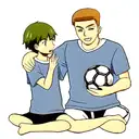 father and son with a soccer ball tattoo design idea