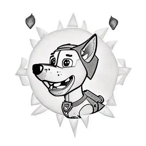 Create a Noah’s ark themed tattoo for an arm. Instead of traditional animals use paw patrol, tayo the bus, PJ mask, and  tattoo design idea