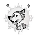 Create a Noah’s ark themed tattoo for an arm. Instead of traditional animals use paw patrol, tayo the bus, PJ mask, and  tattoo design idea