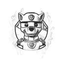 Create a Noah’s ark themed tattoo for an arm. Instead of traditional animals use paw patrol, tayo the bus, PJ mask, and  tattoo design idea