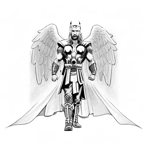 thor with angel tattoo design idea