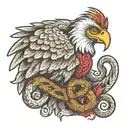 mexican eagle with a feathered snake wrapped together tattoo design idea