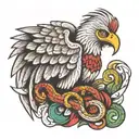 mexican eagle with a feathered snake wrapped together tattoo design idea