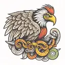 mexican eagle with a feathered snake wrapped together tattoo design idea