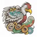 mexican eagle with a feathered snake wrapped together tattoo design idea