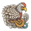 mexican eagle with a feathered snake wrapped together tattoo design idea