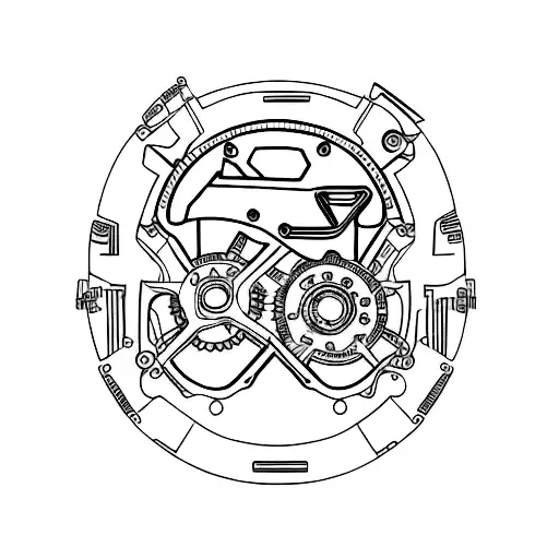 Motorcycle engine intertwined with gears and pistons tattoo design idea
