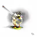 A duckling in knight's armor that is slightly too big for him. He is a paladin with a sword in his hand.  tattoo design idea