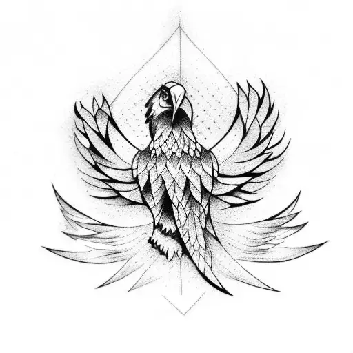 A dotwork tattoo depicting a soaring eagle representing the pursuit of dreams and the thrill of adventure tattoo design idea