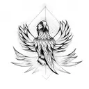 A dotwork tattoo depicting a soaring eagle representing the pursuit of dreams and the thrill of adventure tattoo design idea