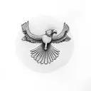 A dotwork tattoo depicting a soaring eagle representing the pursuit of dreams and the thrill of adventure tattoo design idea