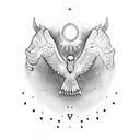 A dotwork tattoo depicting a soaring eagle representing the pursuit of dreams and the thrill of adventure tattoo design idea