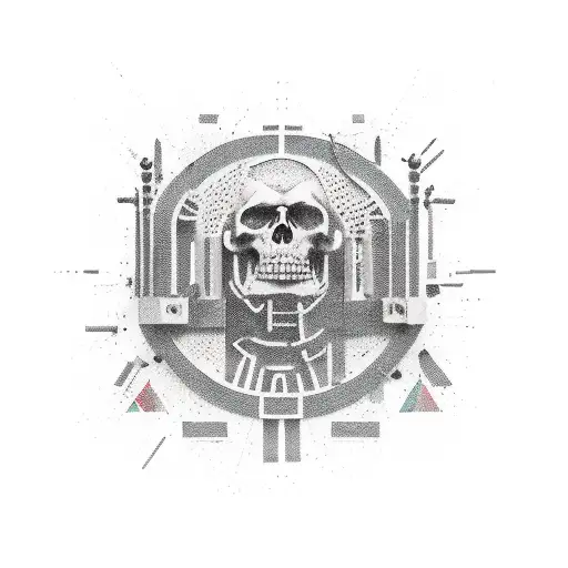 brutalist aesthetics, fully covers the arm  tattoo design idea