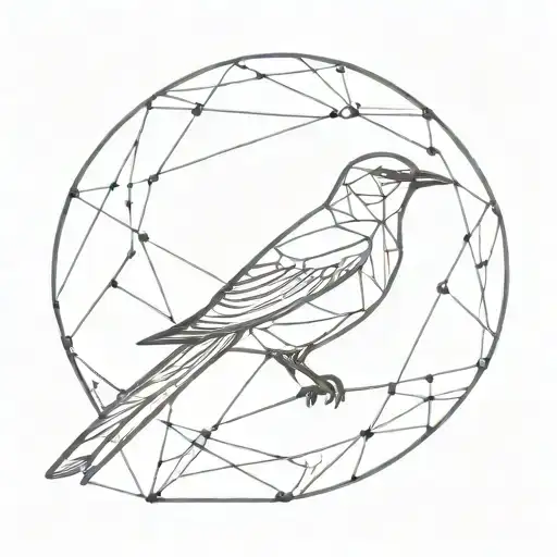 geometric shapes bird tattoo design idea