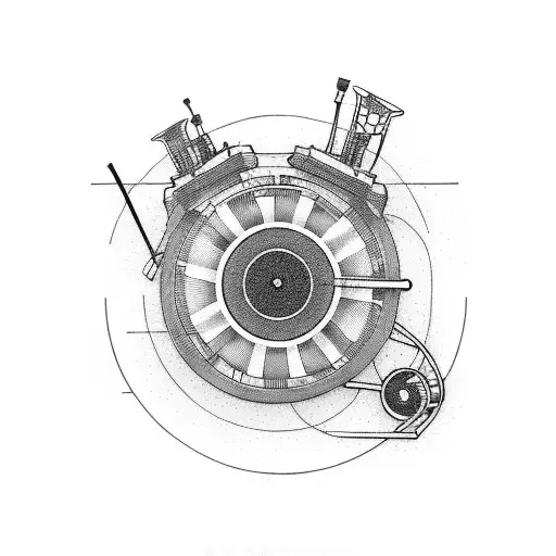 Techno-inspired gramophone record tattoo design idea