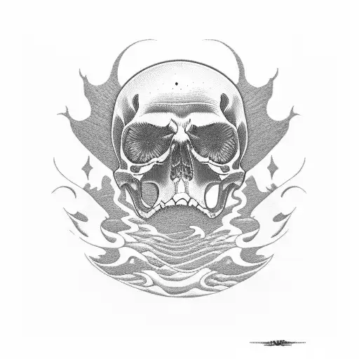 the grim reaper on a beach in Hawaiian shirt, etching, engraving style of tattoo  tattoo design idea