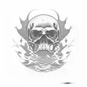 the grim reaper on a beach in Hawaiian shirt, etching, engraving style of tattoo  tattoo design idea