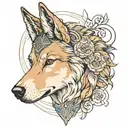 wolfdog + greek goddess athena and her body a spirit tattoo design idea