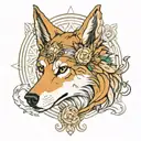 wolfdog + greek goddess athena and her body a spirit tattoo design idea