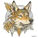 wolfdog + greek goddess athena and her body a spirit tattoo design idea