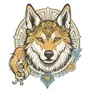 wolfdog + greek goddess athena and her body a spirit tattoo design idea