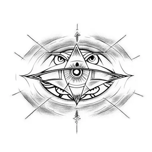 Itachi eyes with sharangen and illumanat and crowsin triangle  tattoo design idea