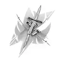 A pair of crossed switchblades surrounded by barbed wire tattoo design idea