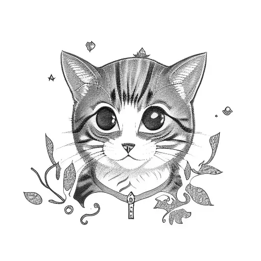 A cute chibi cat cosplaying as a popular anime character tattoo design idea