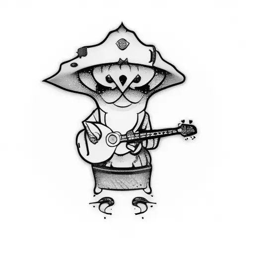 a guitar playing on a black background tattoo design idea