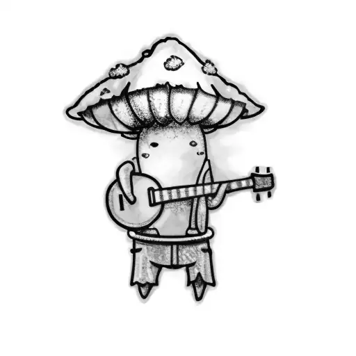 a guitar playing on a black background tattoo design idea