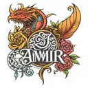 creat a tatoo with my name "AMIR" and just a font tattoo design idea