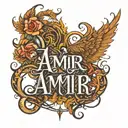 creat a tatoo with my name "AMIR" and just a font tattoo design idea