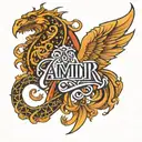 creat a tatoo with my name "AMIR" and just a font tattoo design idea