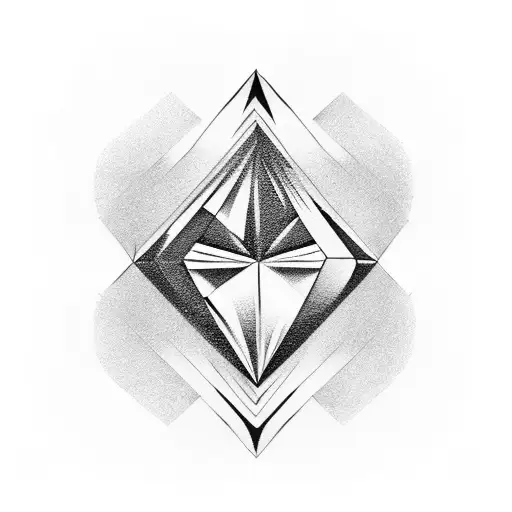 a diamond half rough half polished tattoo design idea