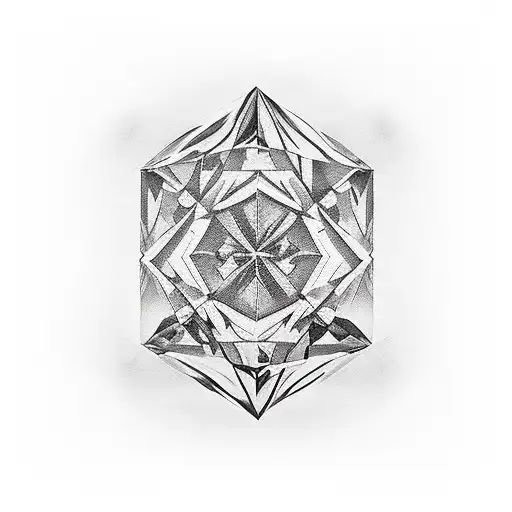  half diamond rough half diamond polished tattoo design idea