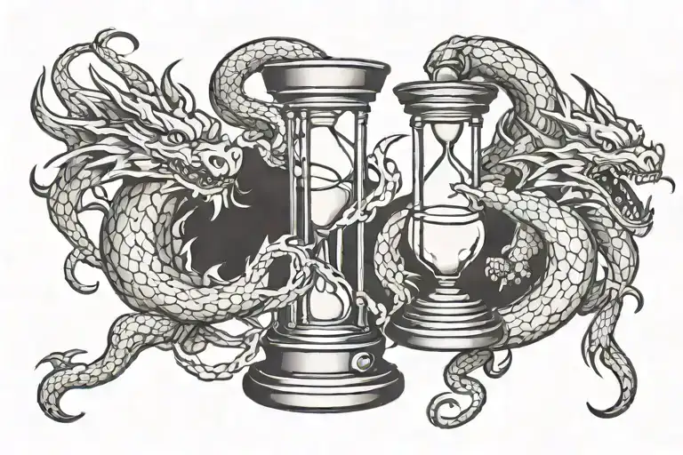 chain dragon hourglass tattoo design idea