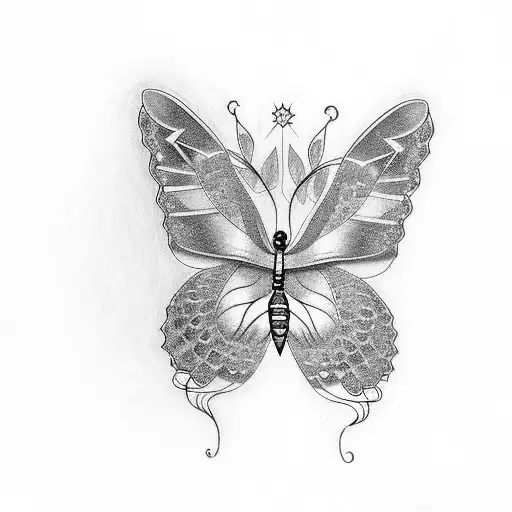 butterly with ingraved 999 covering the wings tattoo design idea