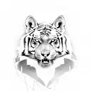 long wolf killing a tiger tattoo design idea