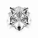 long wolf killing a tiger tattoo design idea