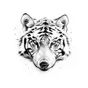 long wolf killing a tiger tattoo design idea
