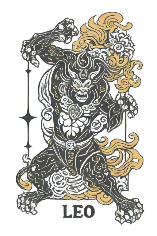leo zodiac and Virgo zodiac sign, one piece logo anime tattoo design idea