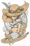 leo zodiac and Virgo zodiac sign, straw hat tattoo design idea