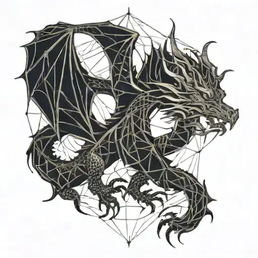 sacred geometry, dragon  mysterious  tattoo design idea