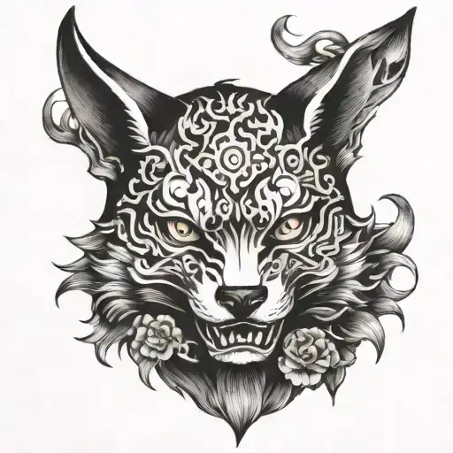 kitsune mask tattoo design idea