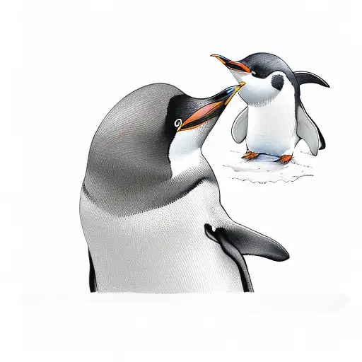 penguin mom and two sons tattoo design idea